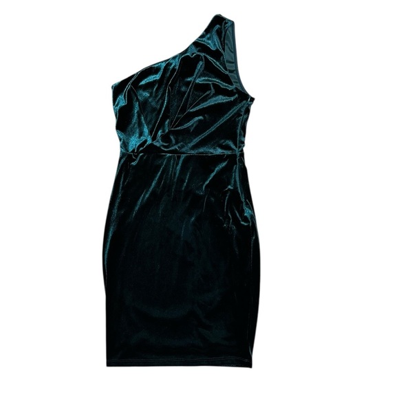 Lulu’s Green Velvet One-Shoulder Mini Dress – Small - Picture 1 of 6